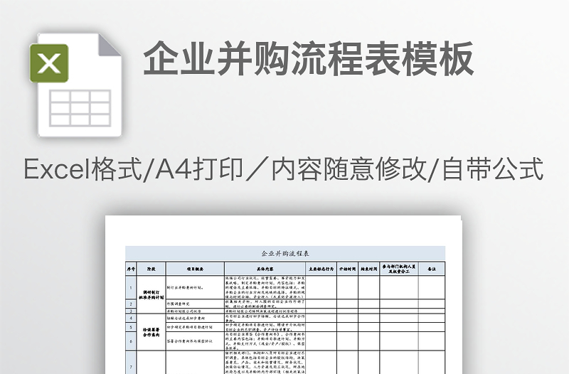 企业并购流程表模板