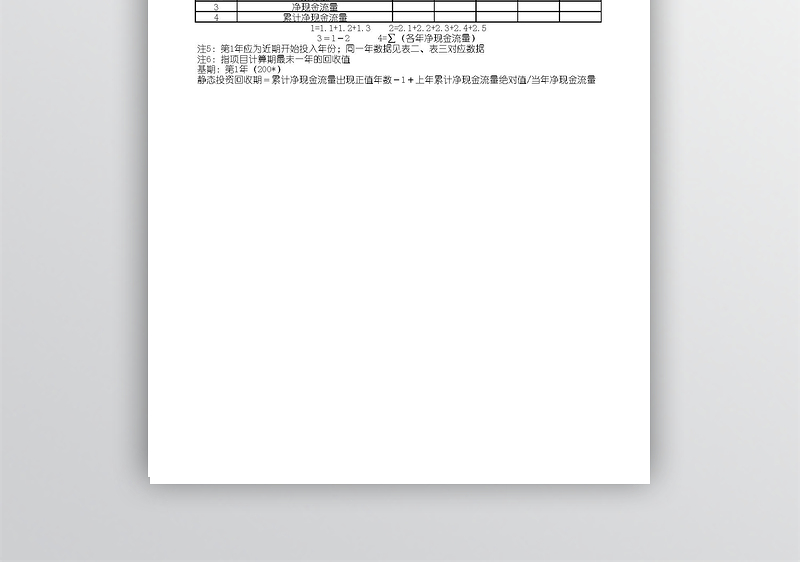 项目投资现金流量表模板