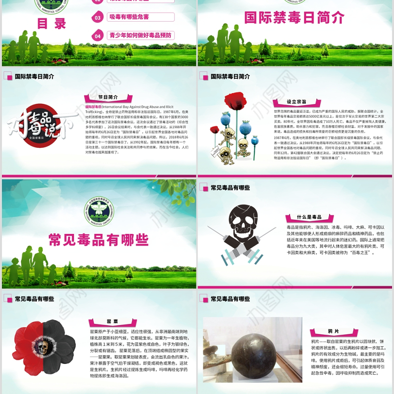 原创2019国际禁毒日宣传介绍主题班会ppt-版权可商用