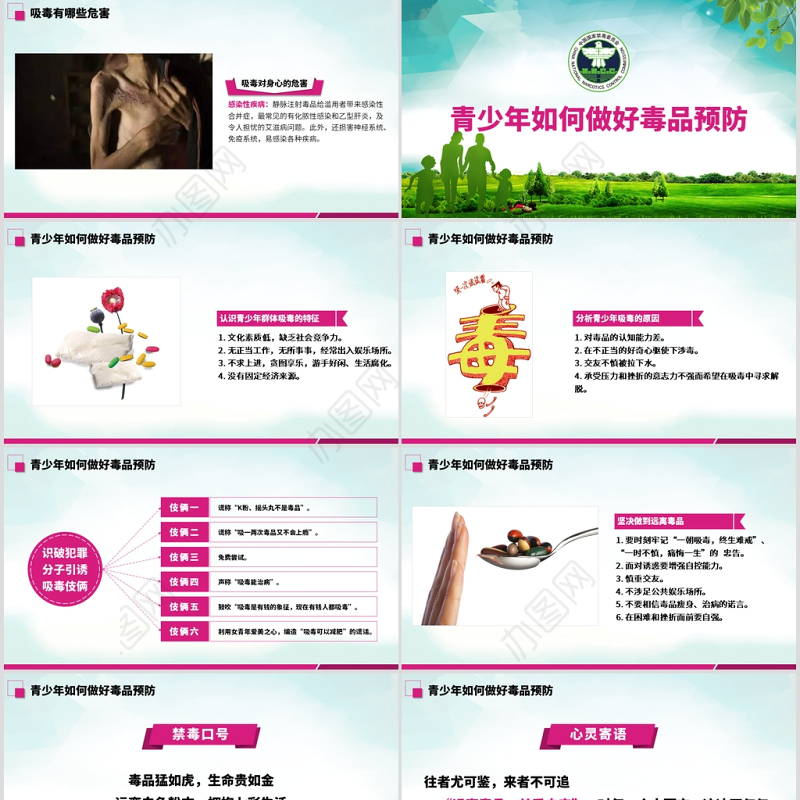 原创2019国际禁毒日宣传介绍主题班会ppt-版权可商用