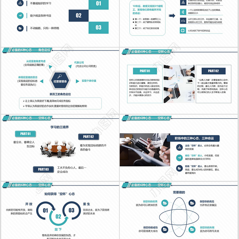 原创简约企业职场新入职员工心态培训PPT
