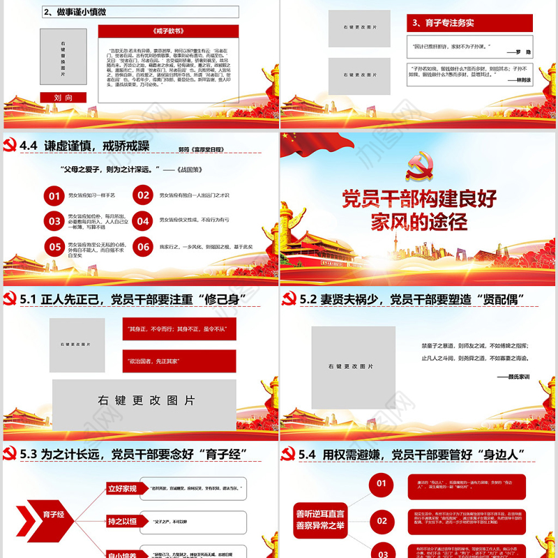 原创弘扬传统文化推进党员干部家风党课PPT-版权可商用