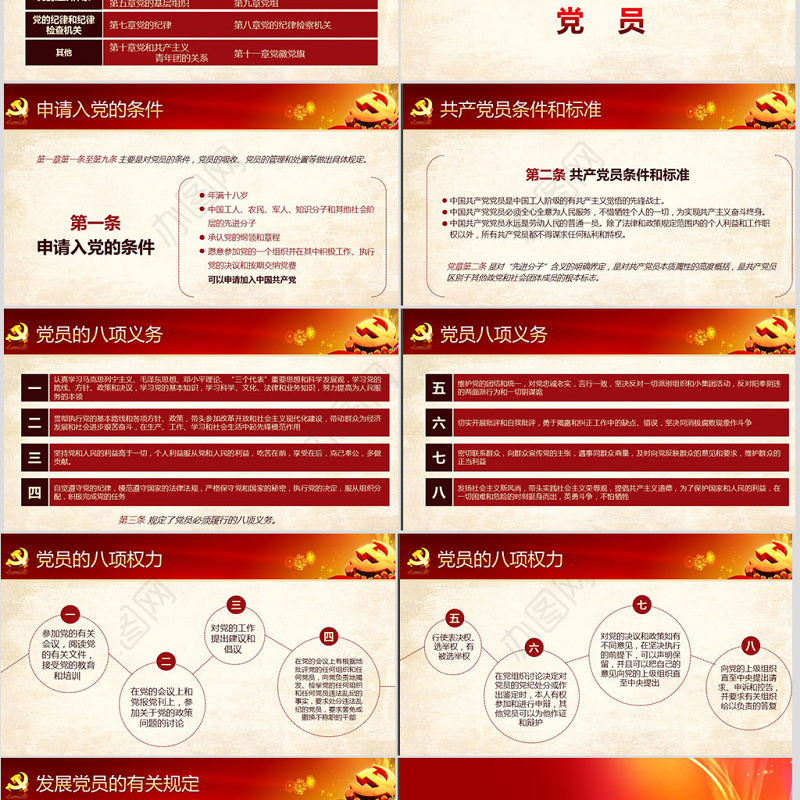 党课PPT模板党章（2012年修改版本）课件讲稿党建素材背景--含讲稿