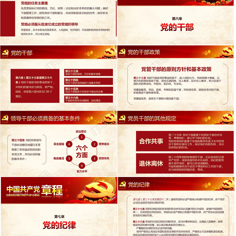 党课PPT模板党章（2012年修改版本）课件讲稿党建素材背景--含讲稿