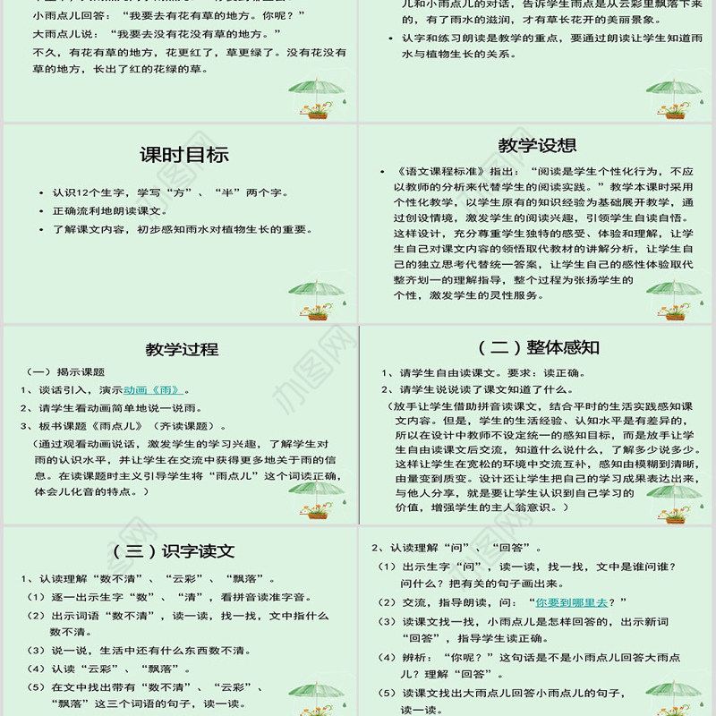雨点儿说课课件PPT
