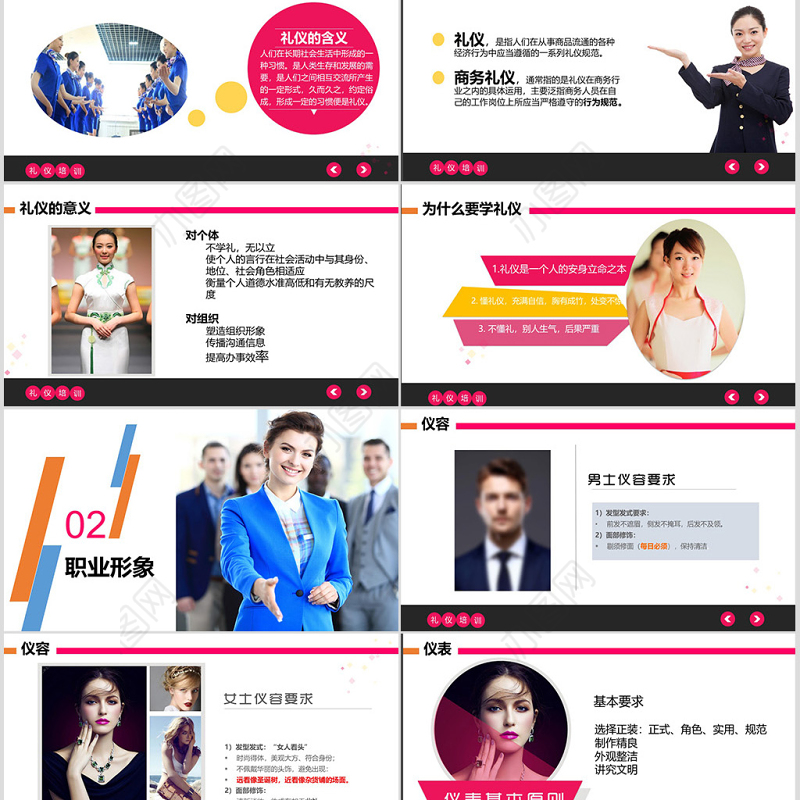 商务礼仪PPT模板谈判电话着装接待的礼仪