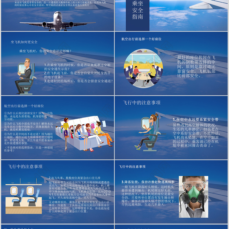 盘点史上最严重空难事故及乘坐飞机注意事项主题班会PPT模板