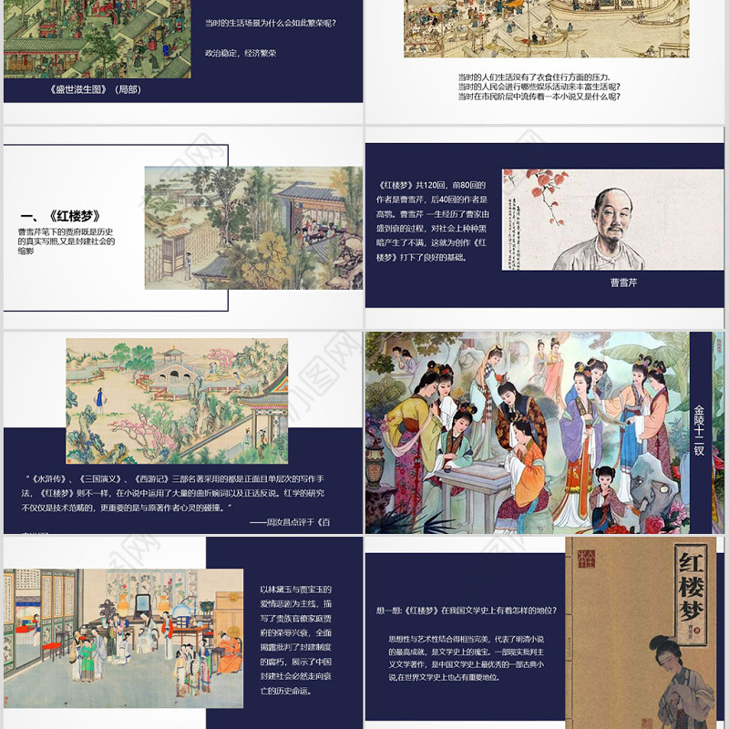 七年级历史下册课件清朝前期的文学艺术PPT模板