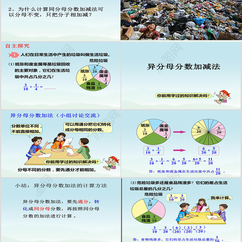 新人教版小学数学五年级下册《异分母分数加减法》ppt