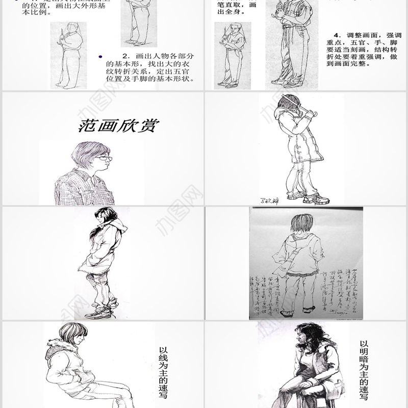 速写人物美术课件PPT