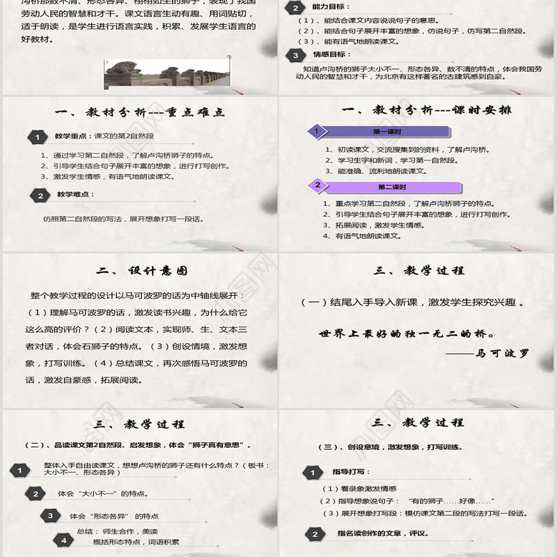 卢沟桥的狮子说课课件PPT