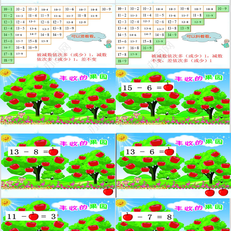 新北师大版小学一年级数学下册《做个减法表》课件ppt
