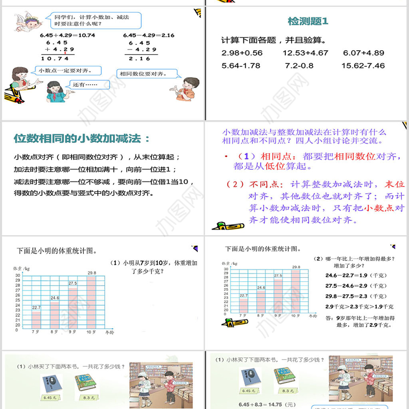人教版小学四年级数学下册小数加减法课件ppt
