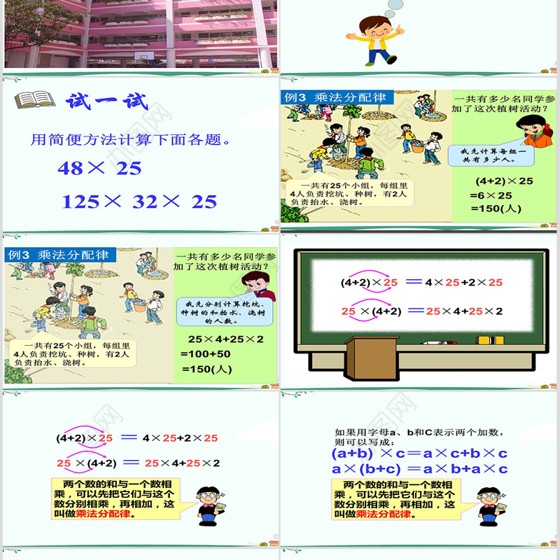 人教版小学四年级下数学乘法运算定律ppt