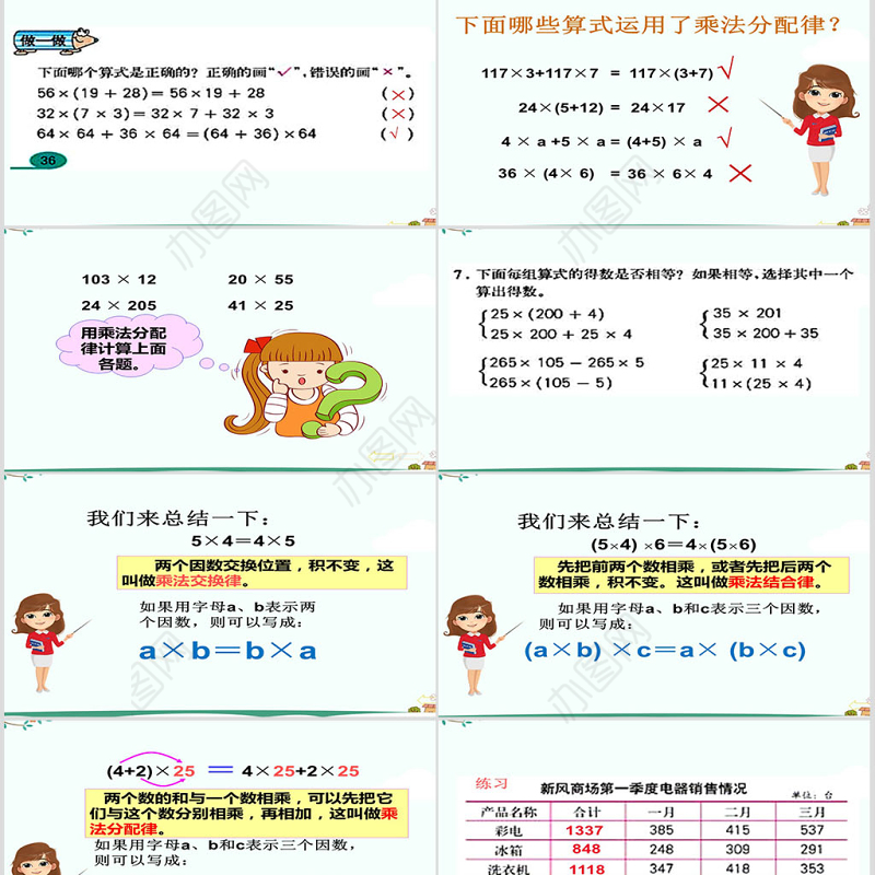人教版小学四年级下数学乘法运算定律ppt