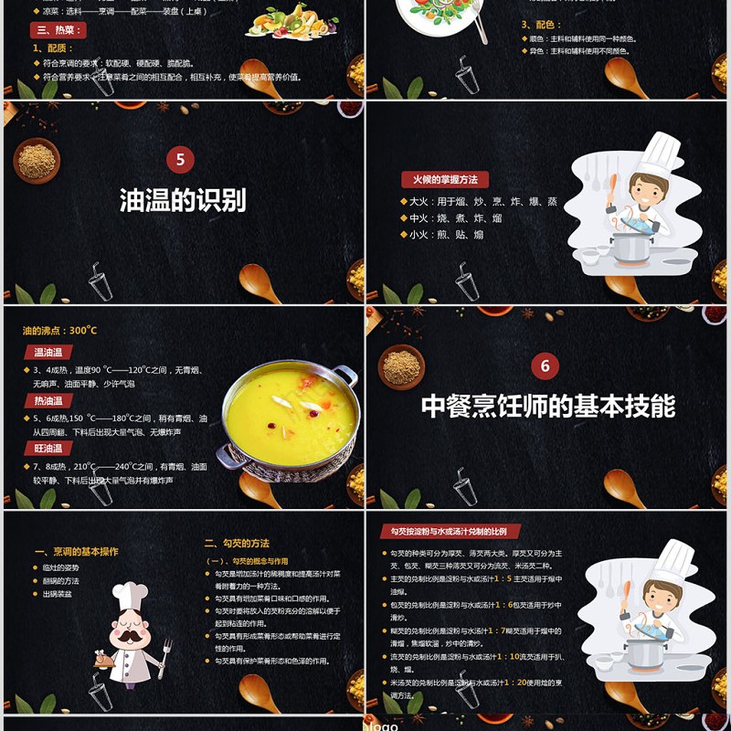 简约中式烹调师技能分享厨师培训入门培训课件PPT模板