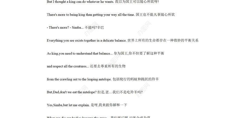 狮子王 中英文台词-89页