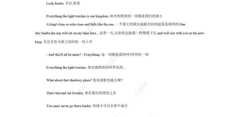 狮子王 中英文台词-89页