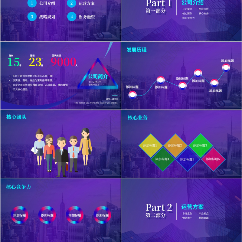 2020年蓝色宽屏商务风商业计划书PPT模板
