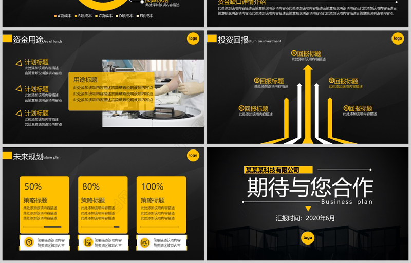 2020年黑色高端商务通用商业计划书