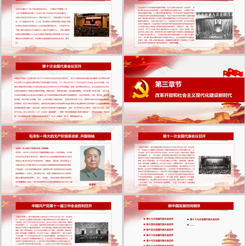 2020年红色精美大气中国风建党节ppt模板