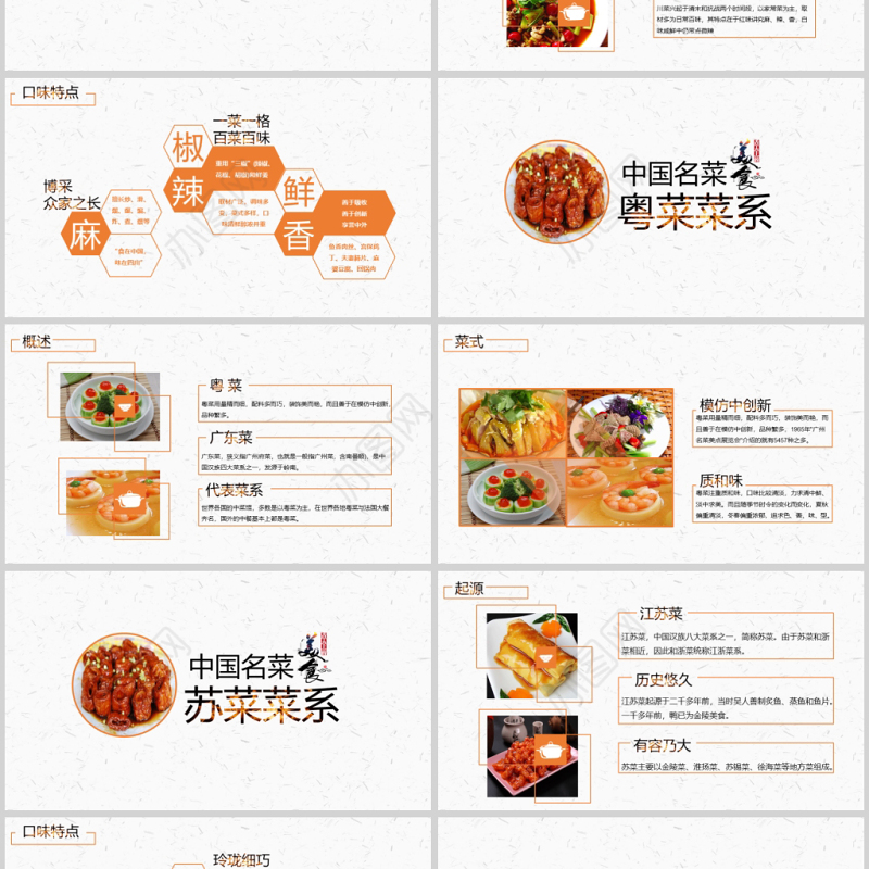 中国名菜八大菜系美食鉴赏湘菜粤菜川菜鲁菜ppt模板