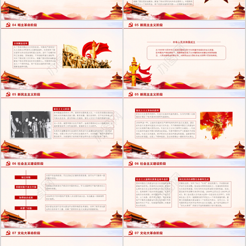 2020年光辉历程伟大成就中国风七一建党节通用PPT模板