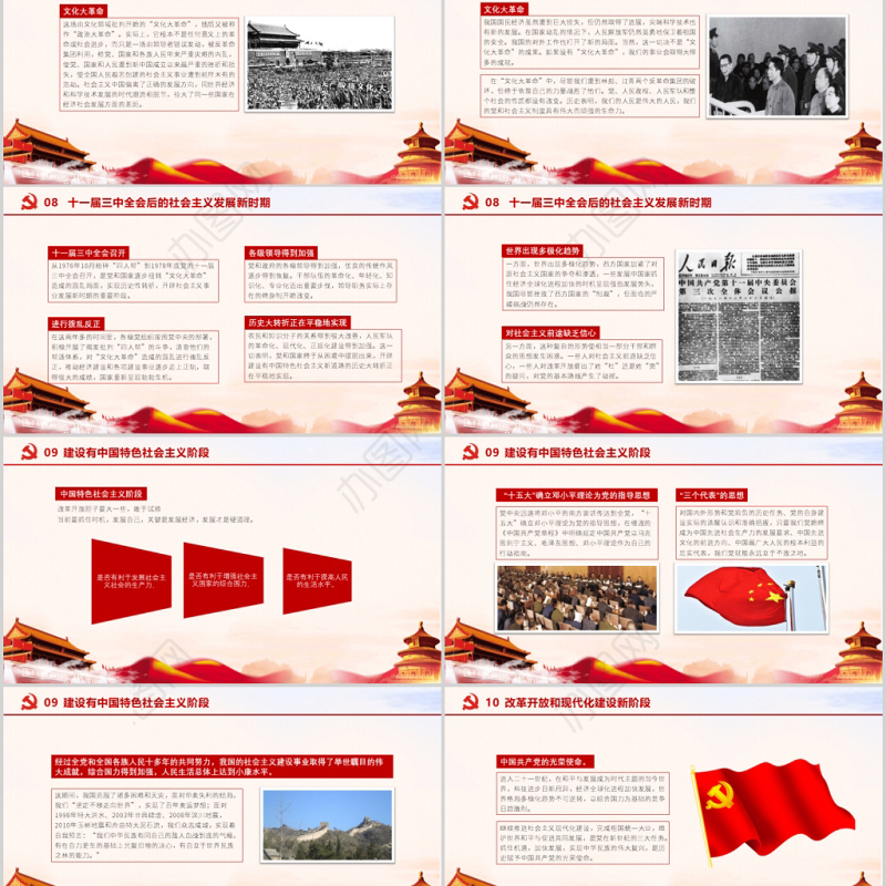 2020年光辉历程伟大成就中国风七一建党节通用PPT模板