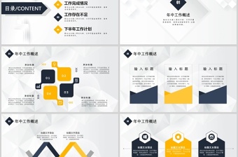 2021年商务年中总结PPT简约简洁微粒体工作汇报模板