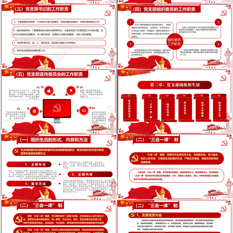 2020红色党建工作报告指南PPT模板