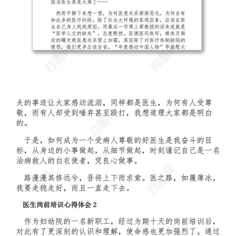 医生岗前培训心得体会5篇1000字范文最新Word下载