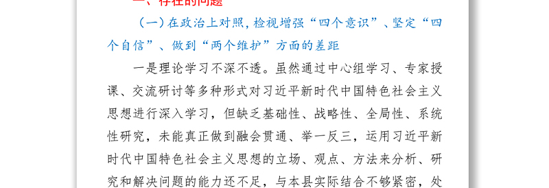 2021政法队伍教育整顿专题民主生活会对照检查材料