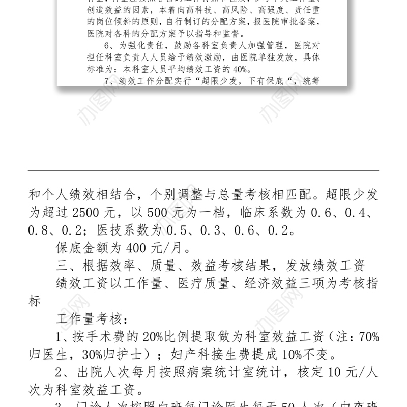 医院绩效考核分配实施方案Word下载