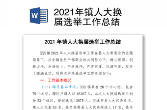 2021年镇人大换届选举工作总结