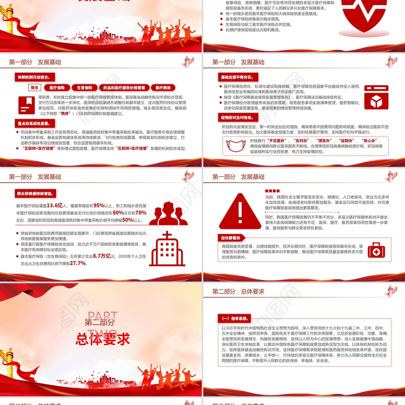 “十四五”全民医疗保障规划PPT红色党政风健全医保制度体系医疗保障政策规范化管理精细化服务便捷化改革协同化课件