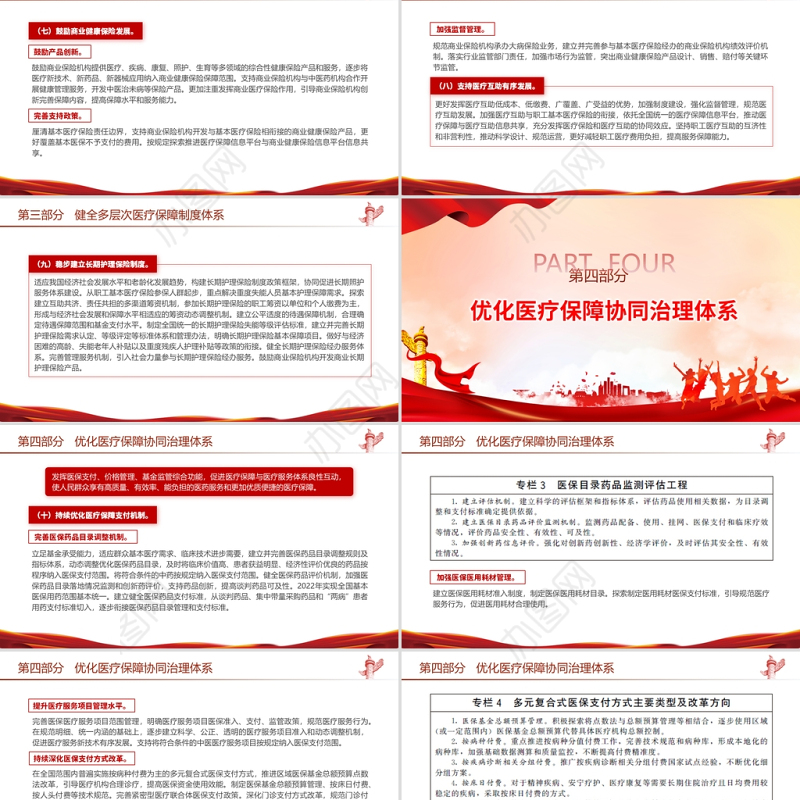 “十四五”全民医疗保障规划PPT红色党政风健全医保制度体系医疗保障政策规范化管理精细化服务便捷化改革协同化课件