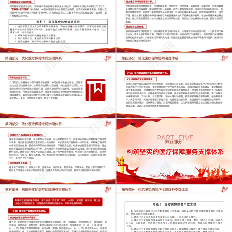 “十四五”全民医疗保障规划PPT红色党政风健全医保制度体系医疗保障政策规范化管理精细化服务便捷化改革协同化课件