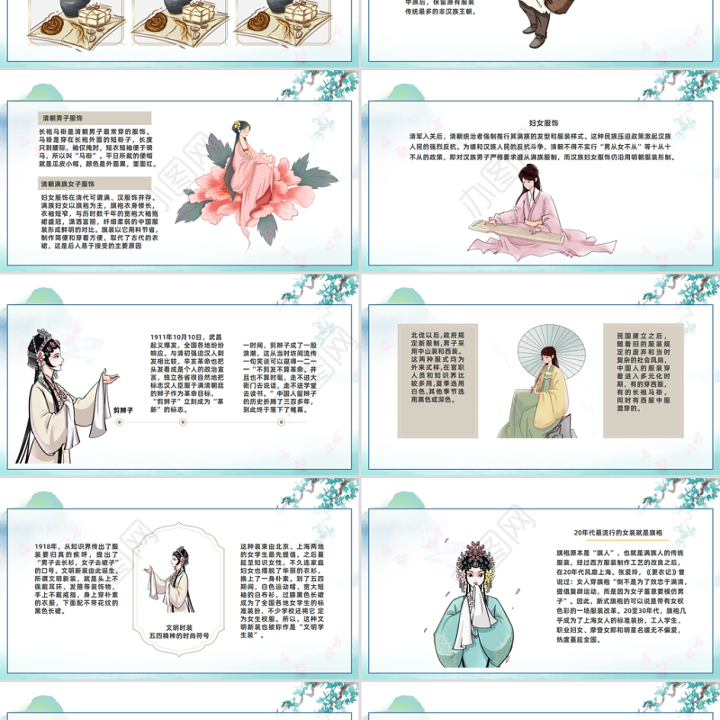 2023中国传统服饰历史演变过程PPT中国风中国传统服饰历史演变过程课件模板