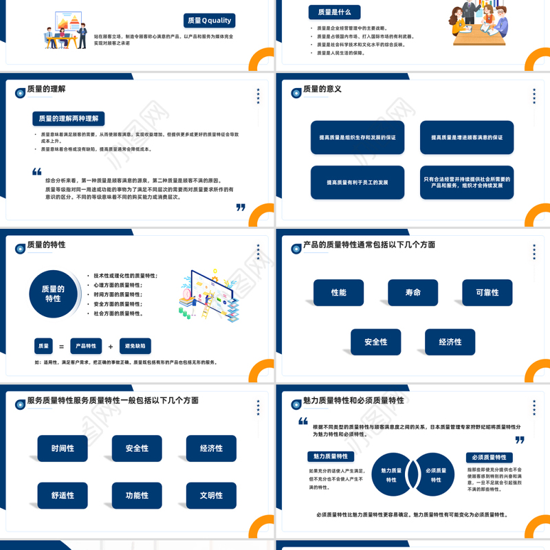 2023员工质量意识培训PPT简约插画风企业员工入职意识培训课件模板