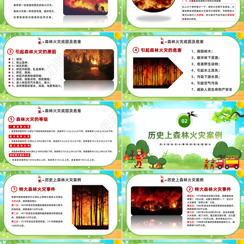 2023森林火灾重防范严控火源是关键PPT简约风森林防火公益宣传课件模板下载