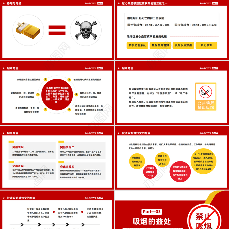 2023控烟知识培训PPT卡通风控烟知识培训课件模板下载