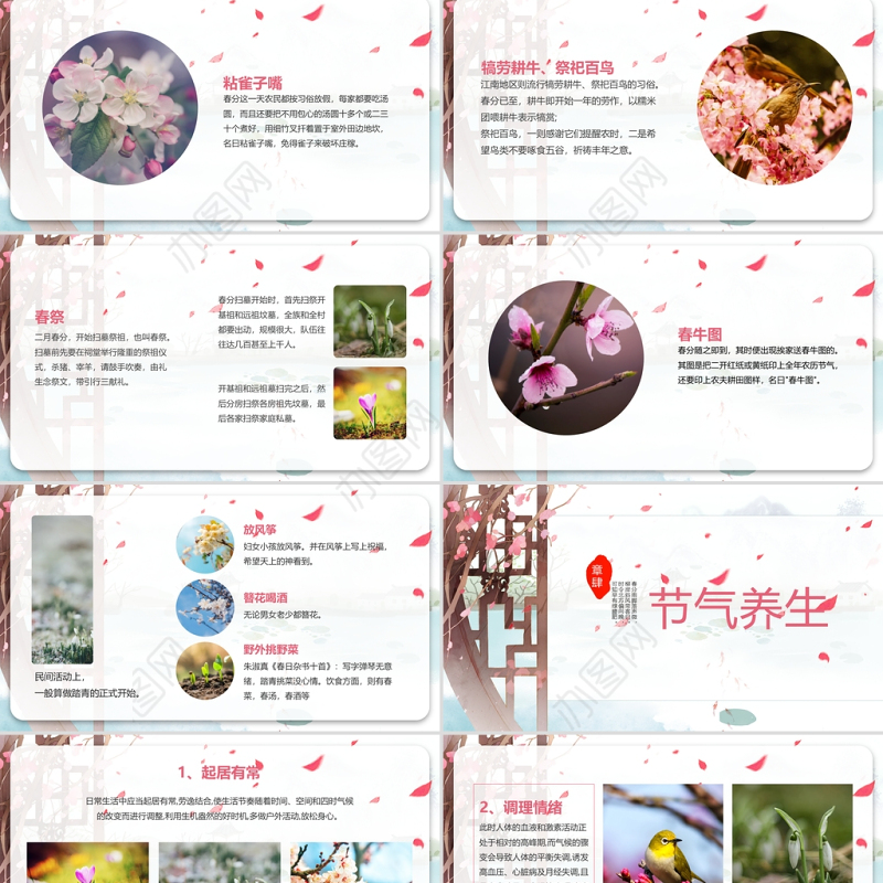 中国风二十四节日之春分PPT