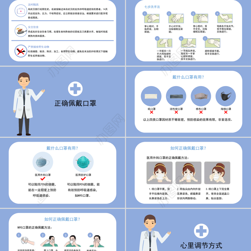 蓝色卡通插画简约疫情非必要不返乡ppt