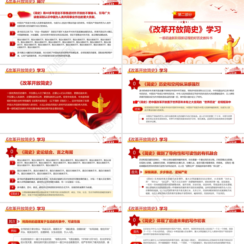 改革开放简史PPT大气蕴含中国改革开放40多年的治国理政智慧和历史经验的壮阔实践史党课课件