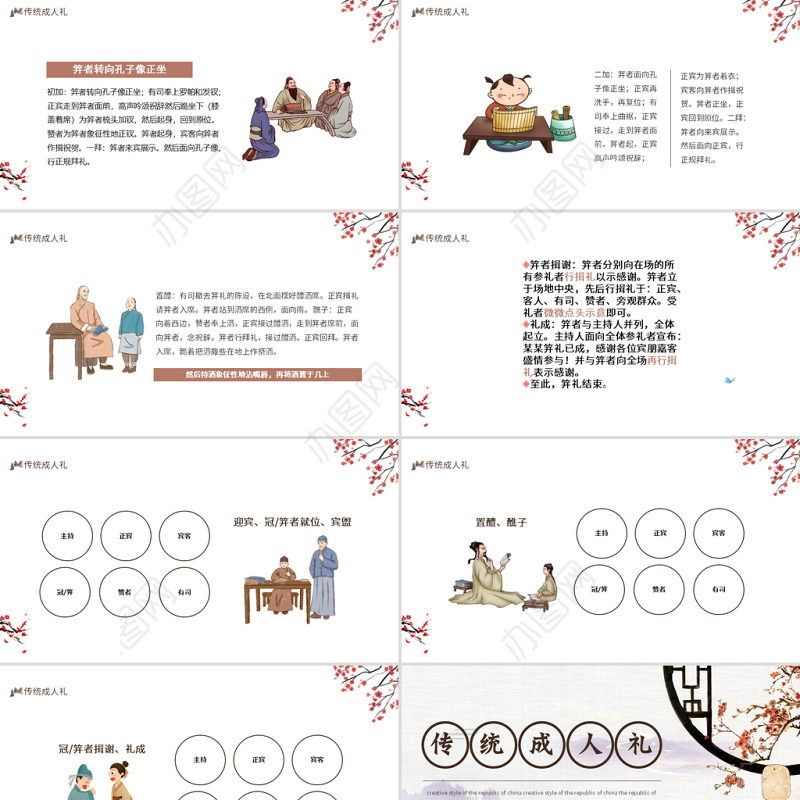 2022传统成人礼PPT中国风传统成人礼介绍主题班会课件模板