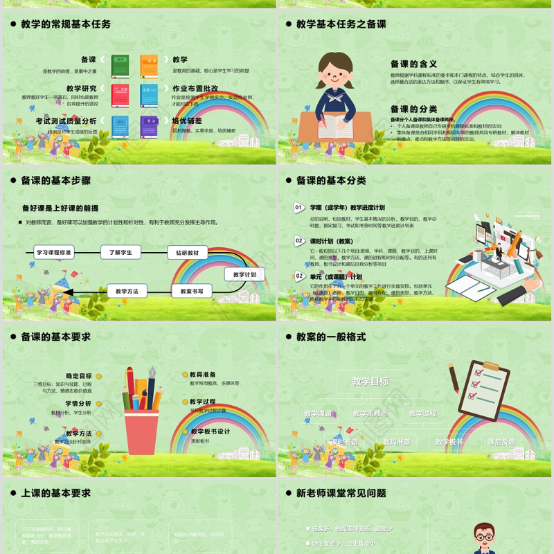 小清新绿色新教师入职培训PPT模版