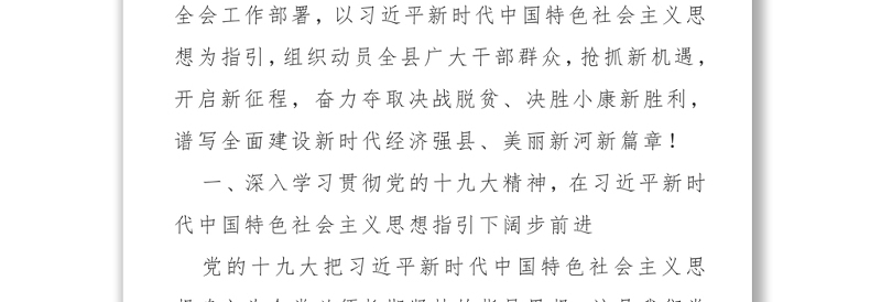 拥抱新时代开启新征程续写新篇章 为全面建设经济强县美丽新河而努力奋斗