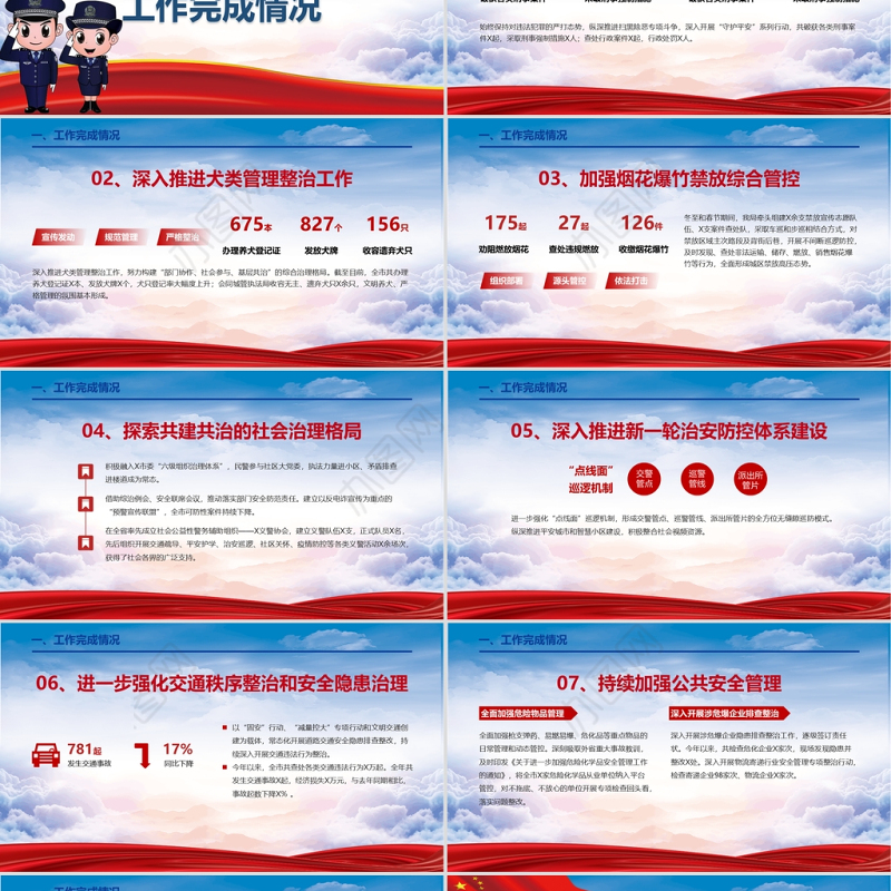 党政风年度公安工作汇报通用PPT模板