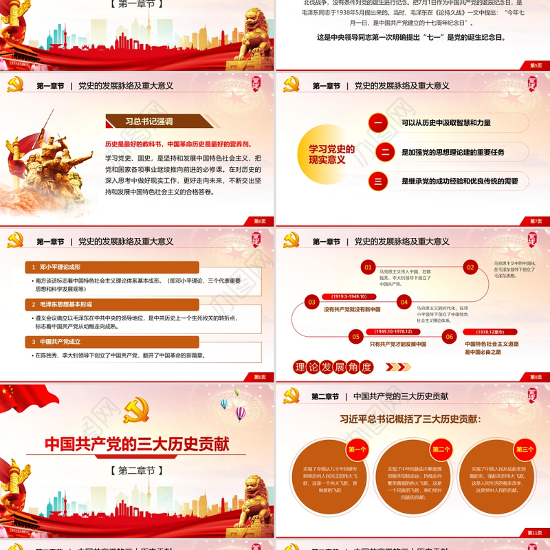 红色党建风庆祝中国共产党成立一百周年PPT