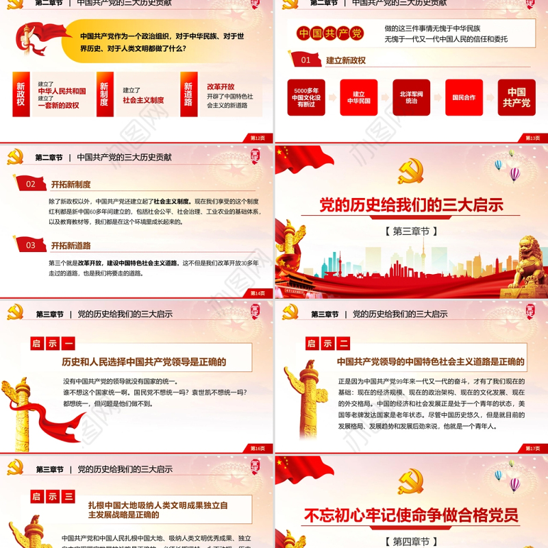 红色党建风庆祝中国共产党成立一百周年PPT